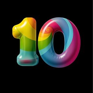 Mine Multicolor Number 10 Balloon